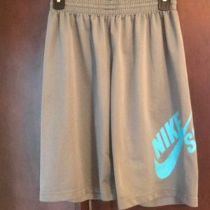 Nike Kids Brown Shorts with Teal Logo